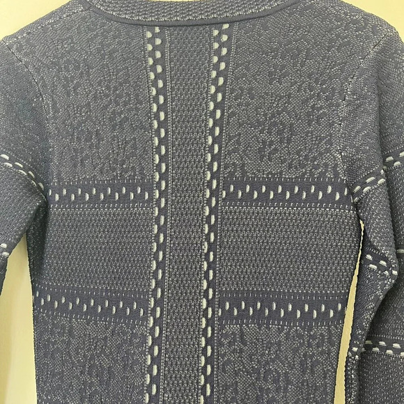 Womens Elegant A Line Midi Long Sleeve Flared Navy Blue Chic Dress Medium - Picture 14 of 15